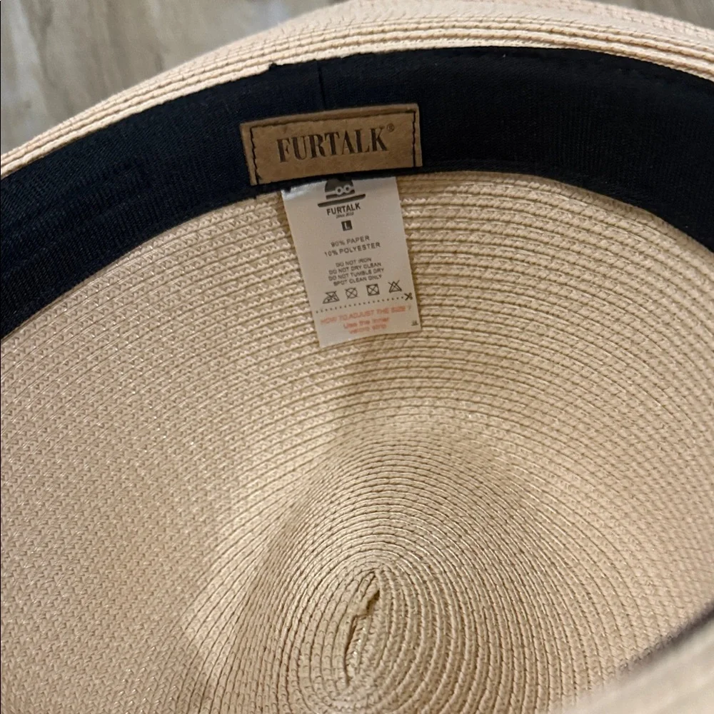 Women’s Cream Straw Fedora Hat with Brown Braided Band